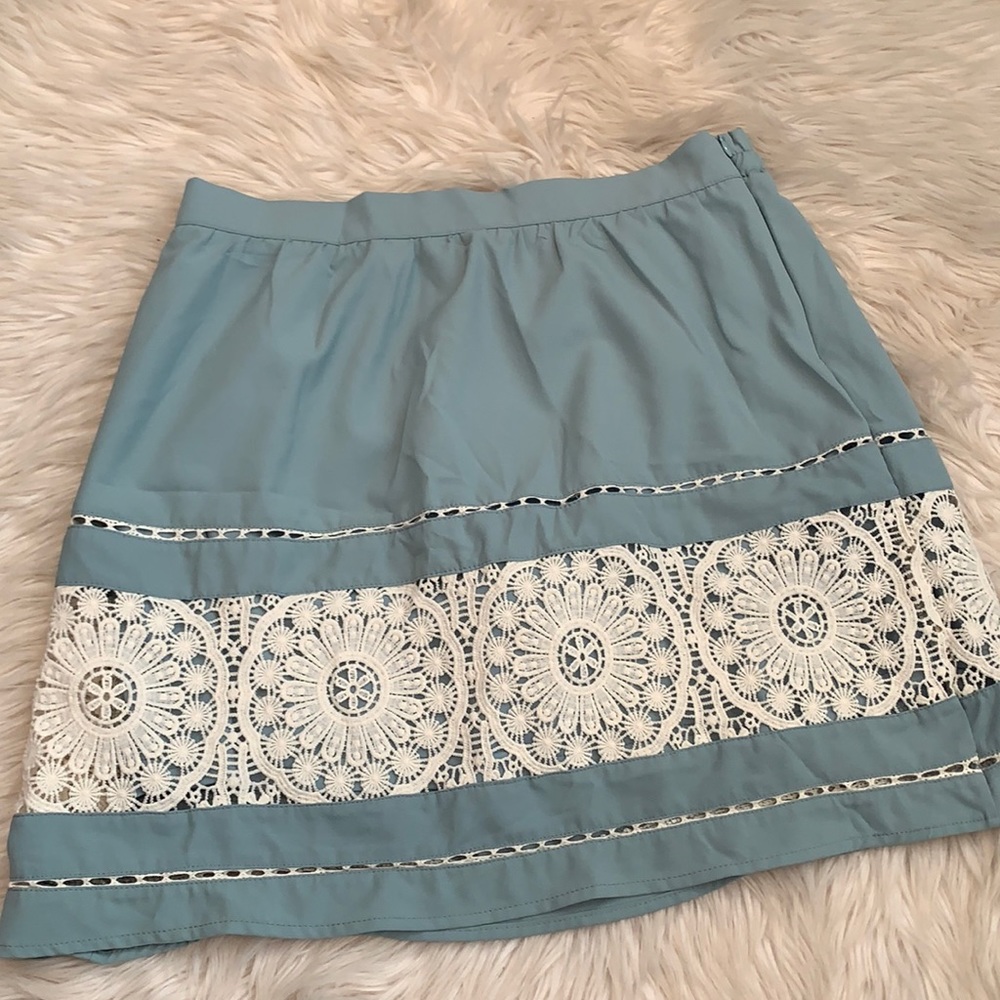 Pinky blue large crochet lace skirt
